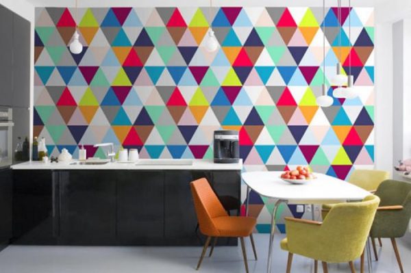 Wall mural geometric style for the kitchen