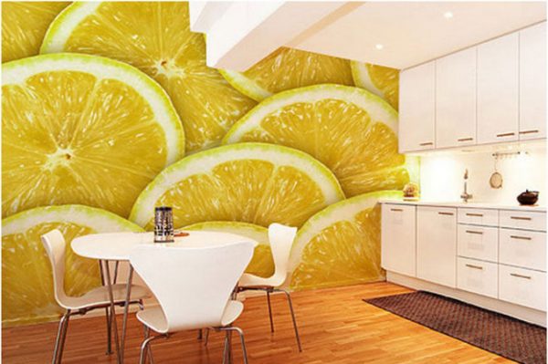 Sienų tapetai su citrina, skirta virtuvei