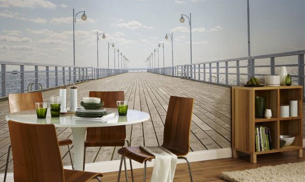 Wall mural with the image of the promenade for the kitchen