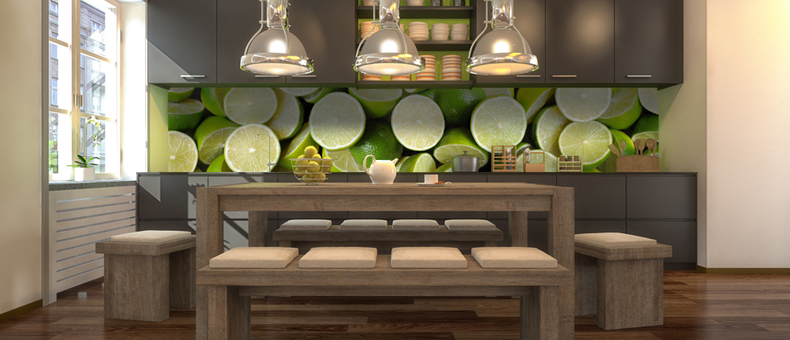 Wall mural with the image of lime for the kitchen