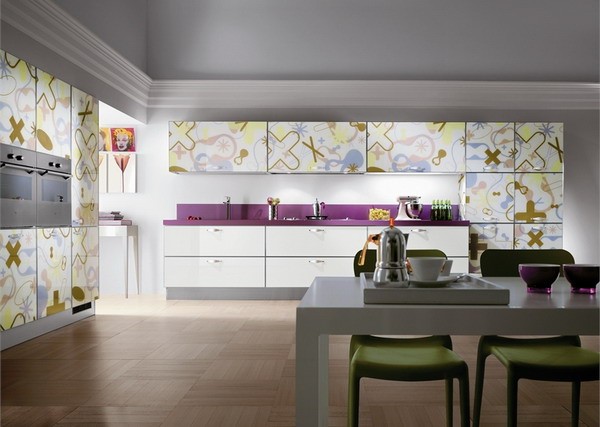 Sienų tapetai su abstrakčiu piešiniu virtuvei