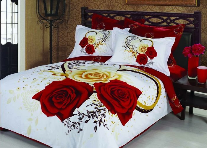 Euro-size romantic bedding example