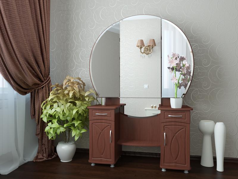 Stylistic infusion of a dressing table with a mirror into the bedroom