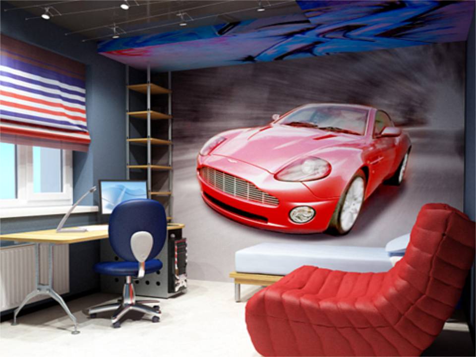 Automotive theme for the decor of a child’s room for a boy