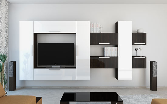 Interior design with modular living room systems