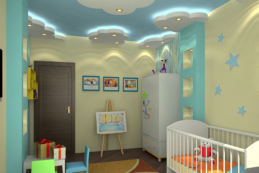 Opzione soffitto teso per la camera di un bambino
