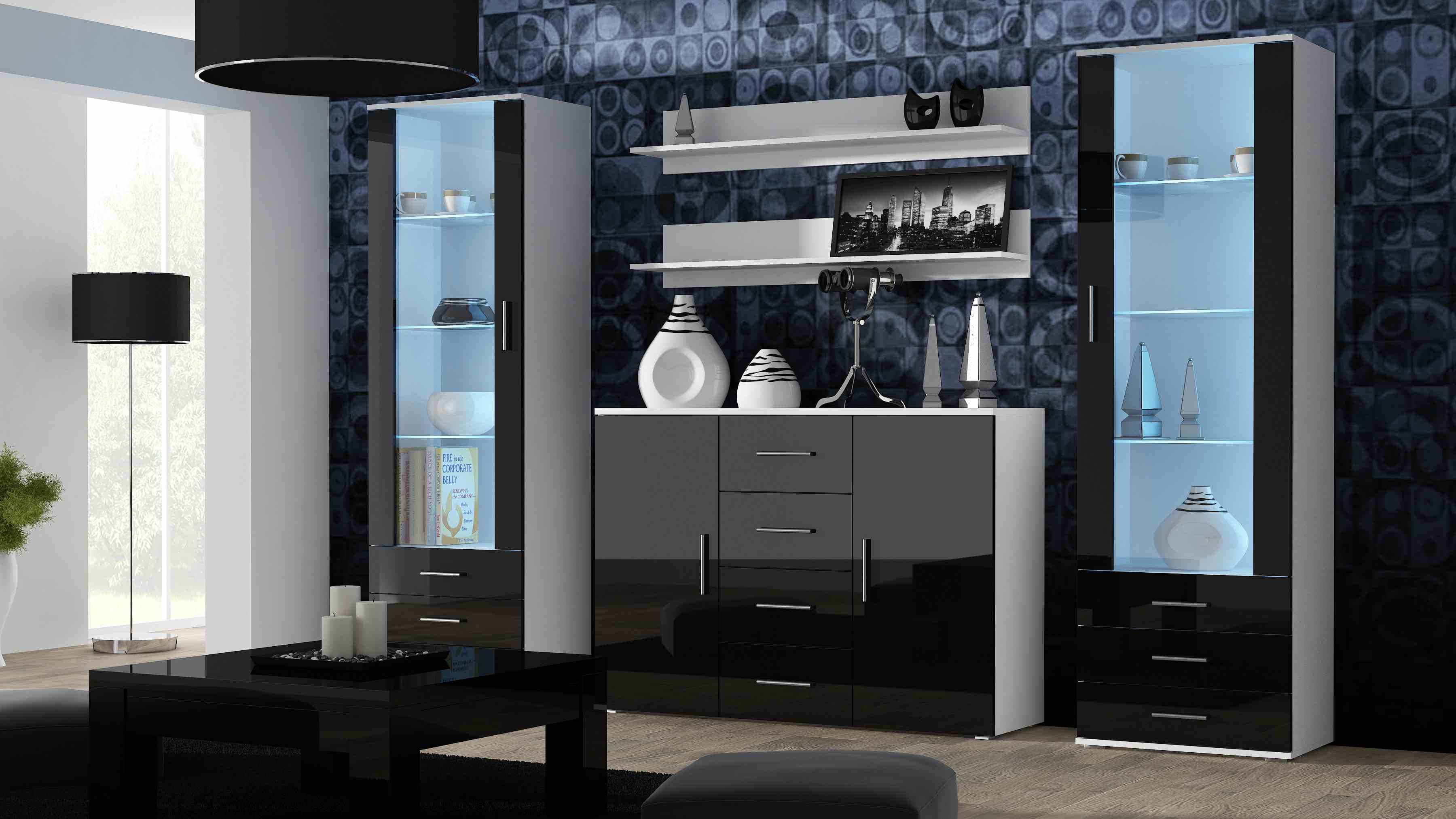 Photo design of a TV stand for a room with dark furniture
