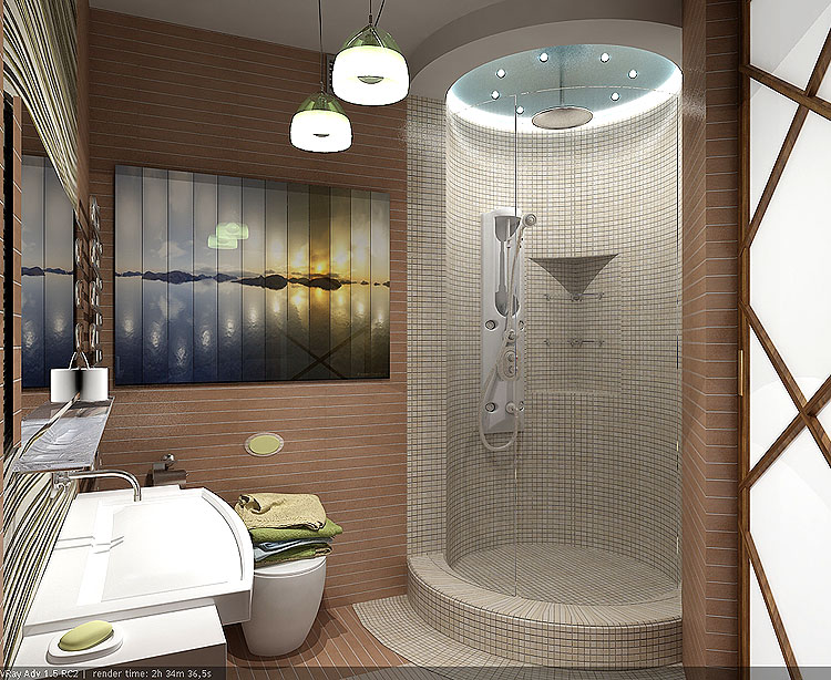 Stylish design of a shower cabin in a bathroom