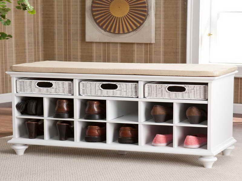 Shoe cabinet with seat in the hallway: convenient and practical