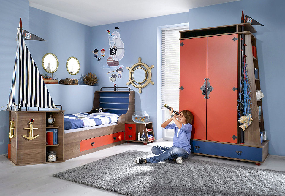 Photo of the interior of a children's room in a marine style for a boy