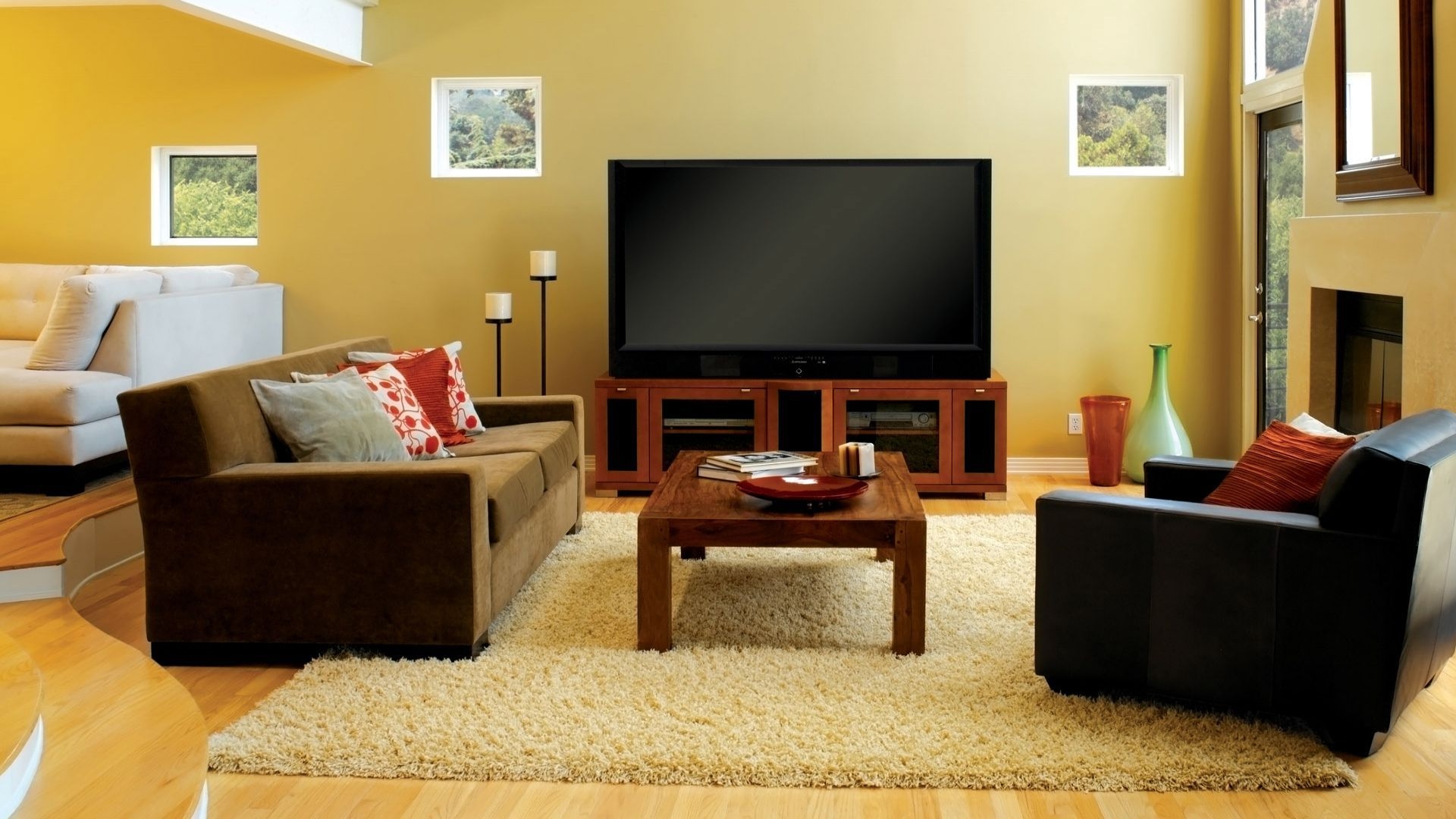 Photo design of a TV stand for a large and spacious room