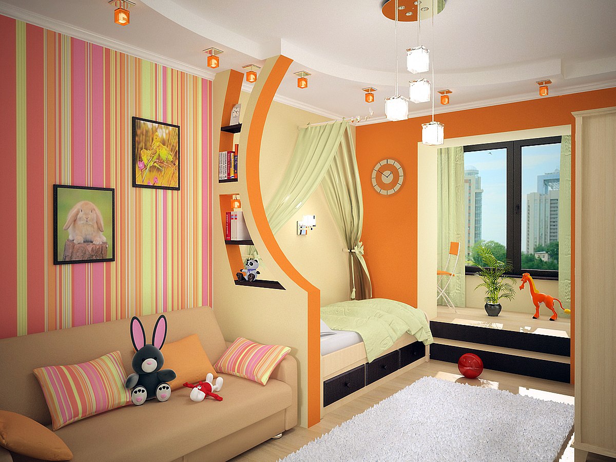 Camera per bambini per un ragazzo con decorazioni luminose