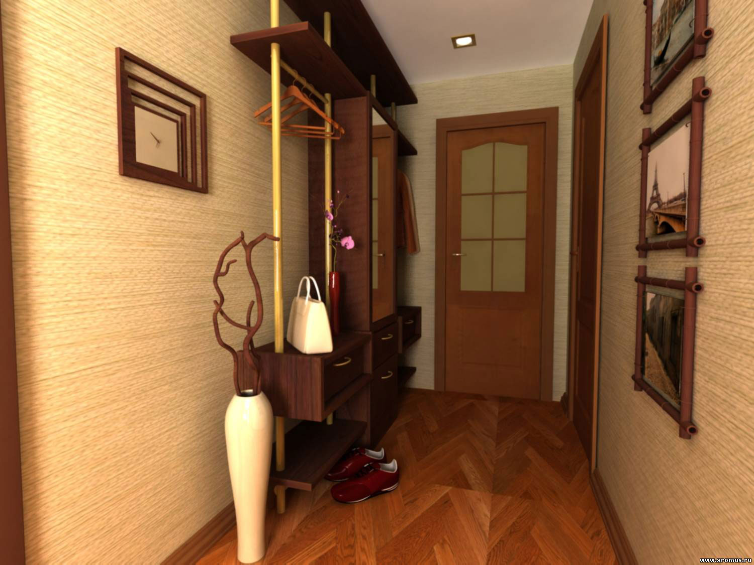 Wallpaper design ideas for a strictly and classic style hallway in the apartment