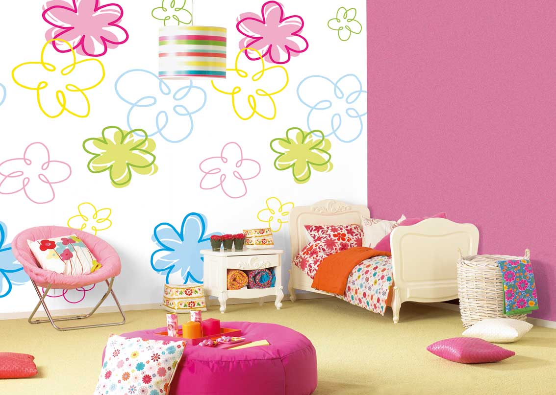Modern bright wallpaper for a children's room