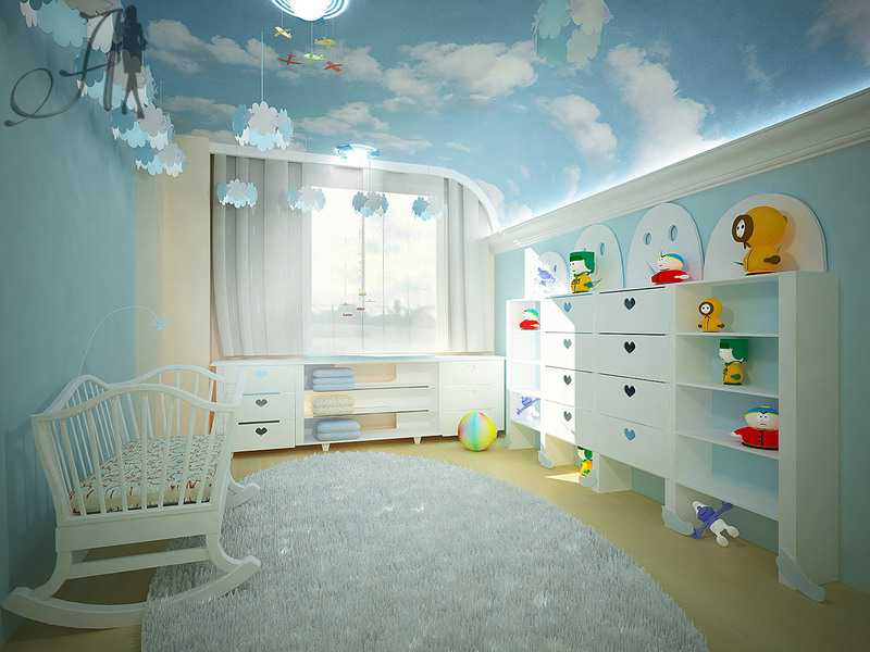 Stylish stretch ceiling option for a large children's room