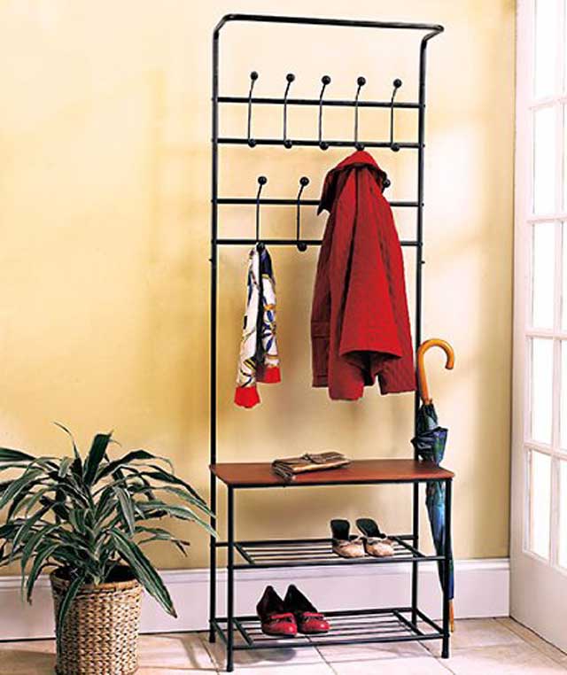 Metal shelving can be installed under the stairs.