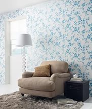 Erisman wall-paper of a gentle blue shade for a drawing room or a bedroom