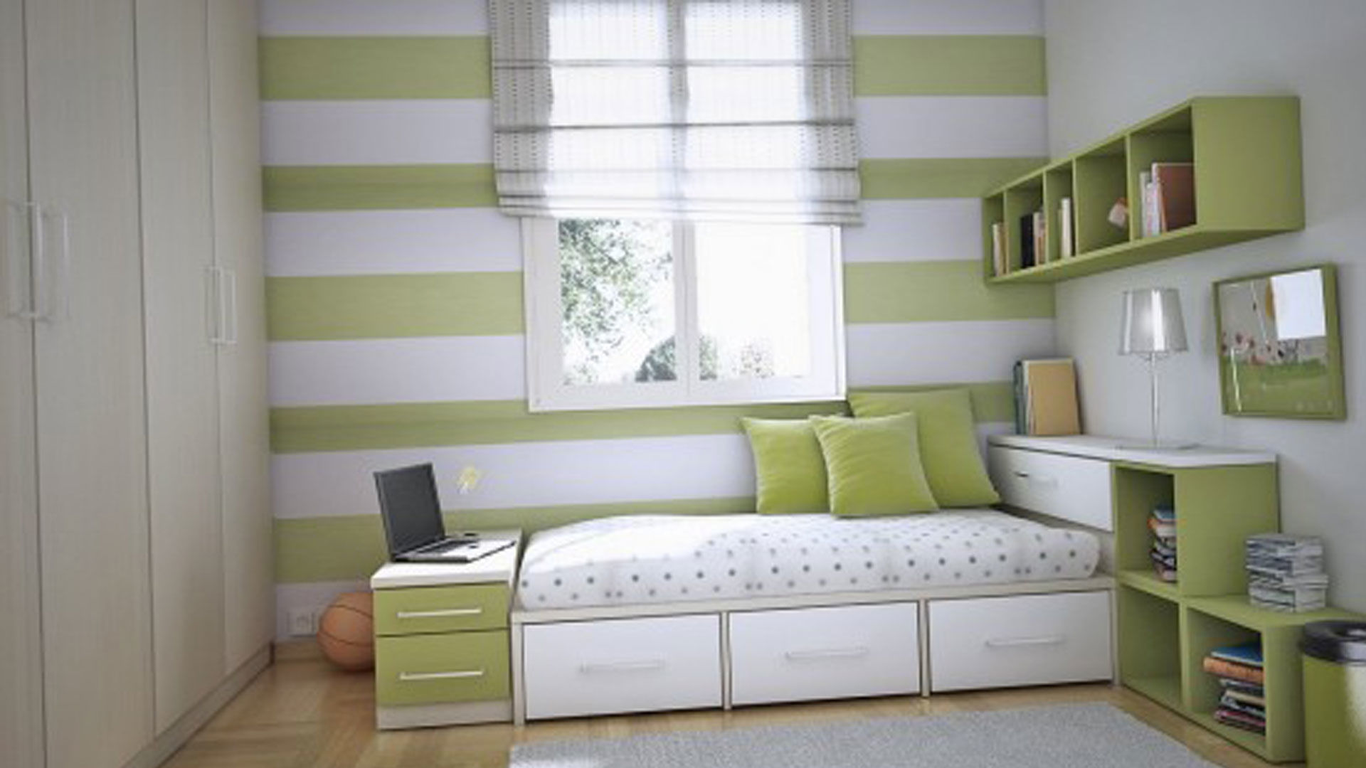 Des idées de papier peint modernes pour une chambre d'enfant aux couleurs chaudes du lit