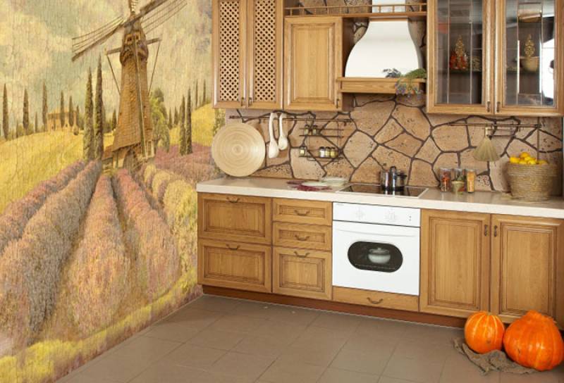 Wallpaper design for a modern rustic kitchen