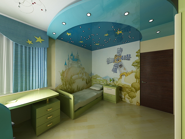 Beautiful stretch ceiling for a child’s room