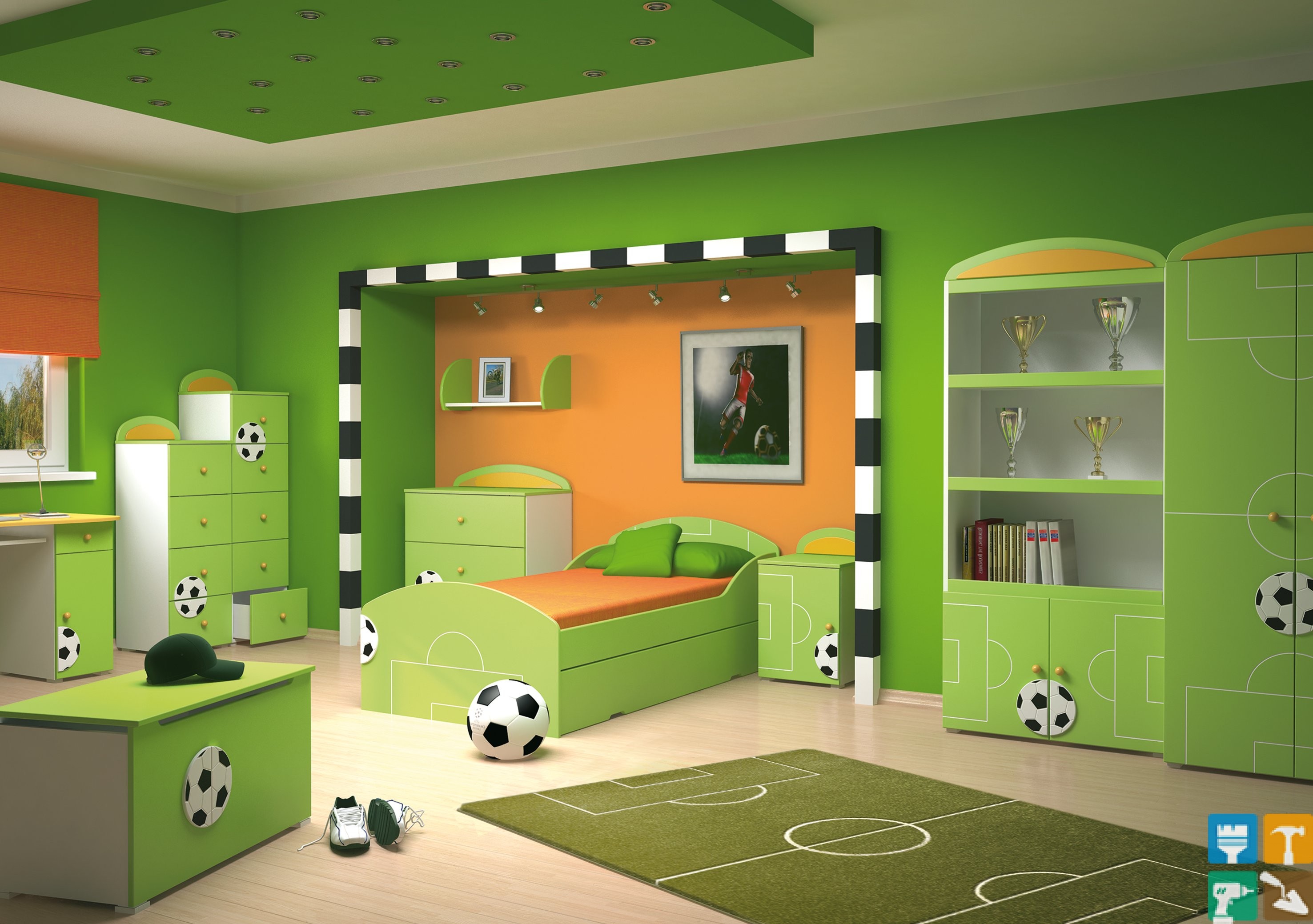 Children's room for a boy soccer player