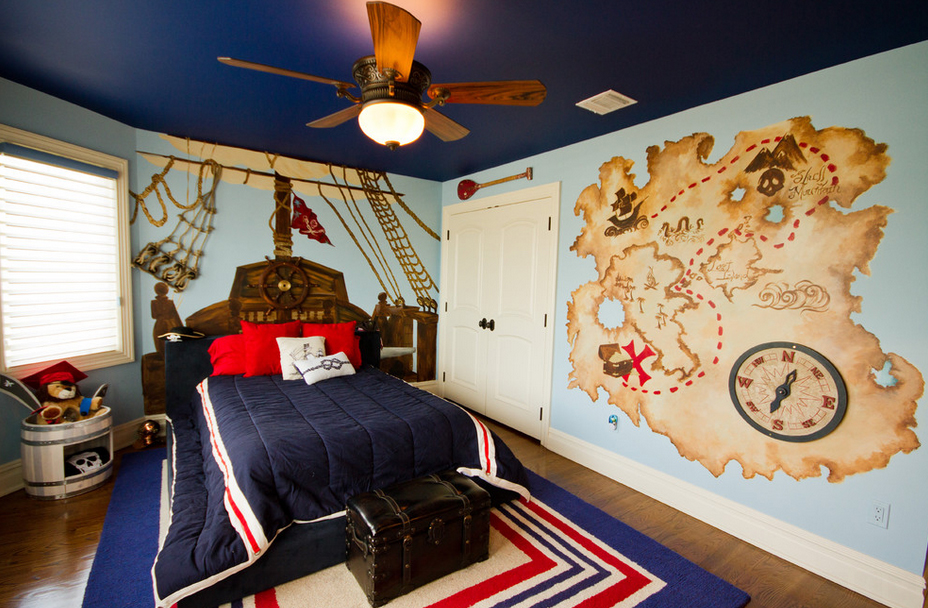 Small cozy children's room in a marine style for a little boy