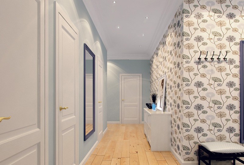 Choosing a wallpaper with an original bright pattern for a large corridor