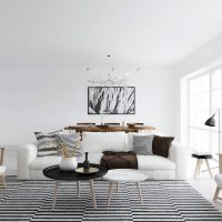bright sofa in the design of the apartment photo