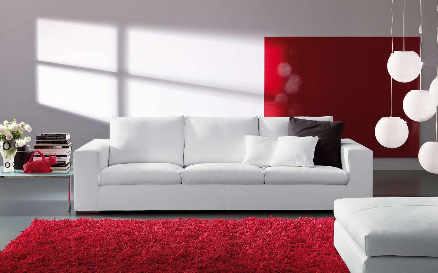 bright sofa in the interior of the living room
