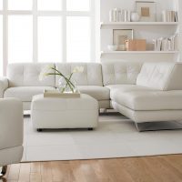 light sofa in the design of the living room photo