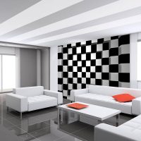 black wallpaper in the interior of the living room in the style of glamor photo