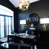 black wallpaper in the design of the hallway in the style of glamor picture