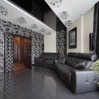 stretch black ceiling in the kitchen design picture
