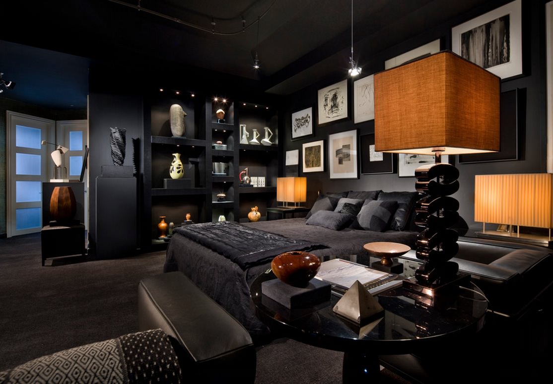 wooden black ceiling in the style of the apartment