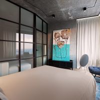 ceiling design with concrete mortar in the bedroom picture