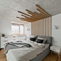 interior of the ceiling with a solution of concrete in the bedroom photo