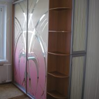 design of a corner cabinet in the corridor of wood photo