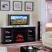 built-in electric fireplace in the bedroom photo