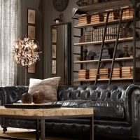 steampunk living room design with leather upholstery picture