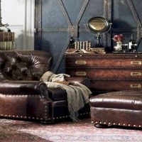 steampunk bedroom interior with antique effect picture