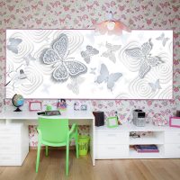 unusual butterflies in the decor of the kitchen picture