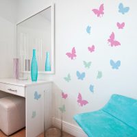 beautiful butterflies in the design of the room photo