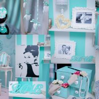 beautiful tiffany color in the bedroom interior photo