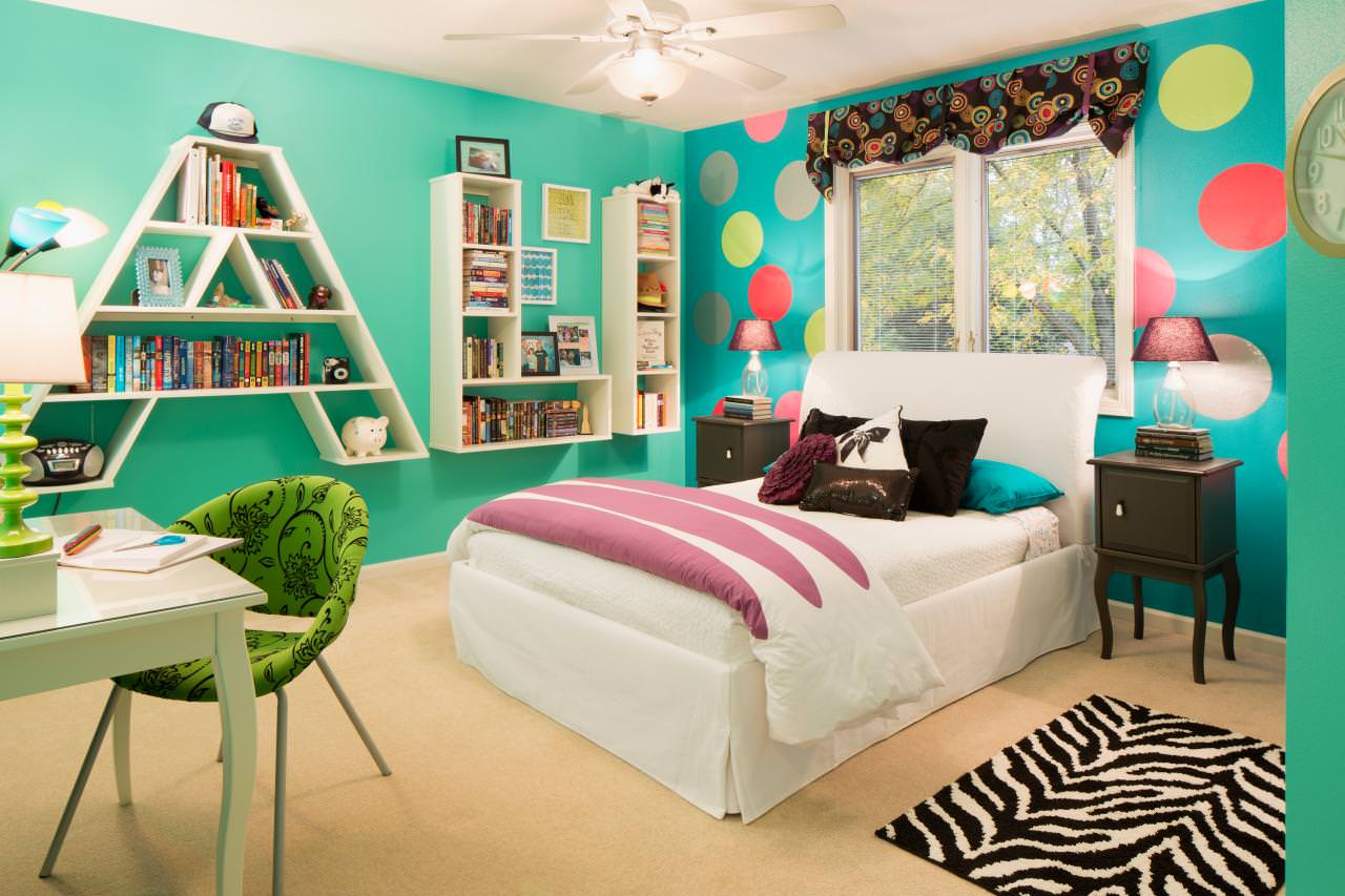 beautiful tiffany color in the room interior
