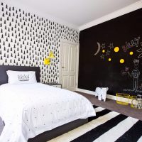 beautiful bedroom interior in black color photo