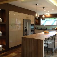 light design of beige kitchen in country style photo