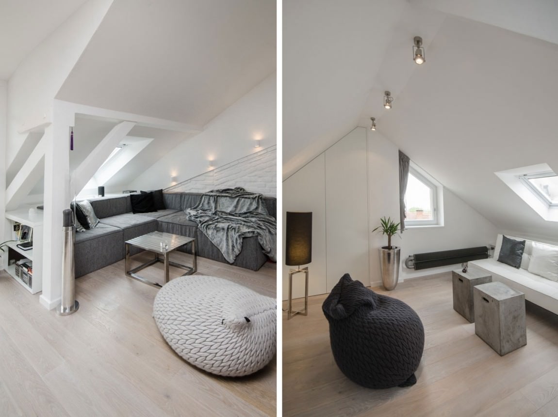 luminoso soggiorno design nei colori bianco