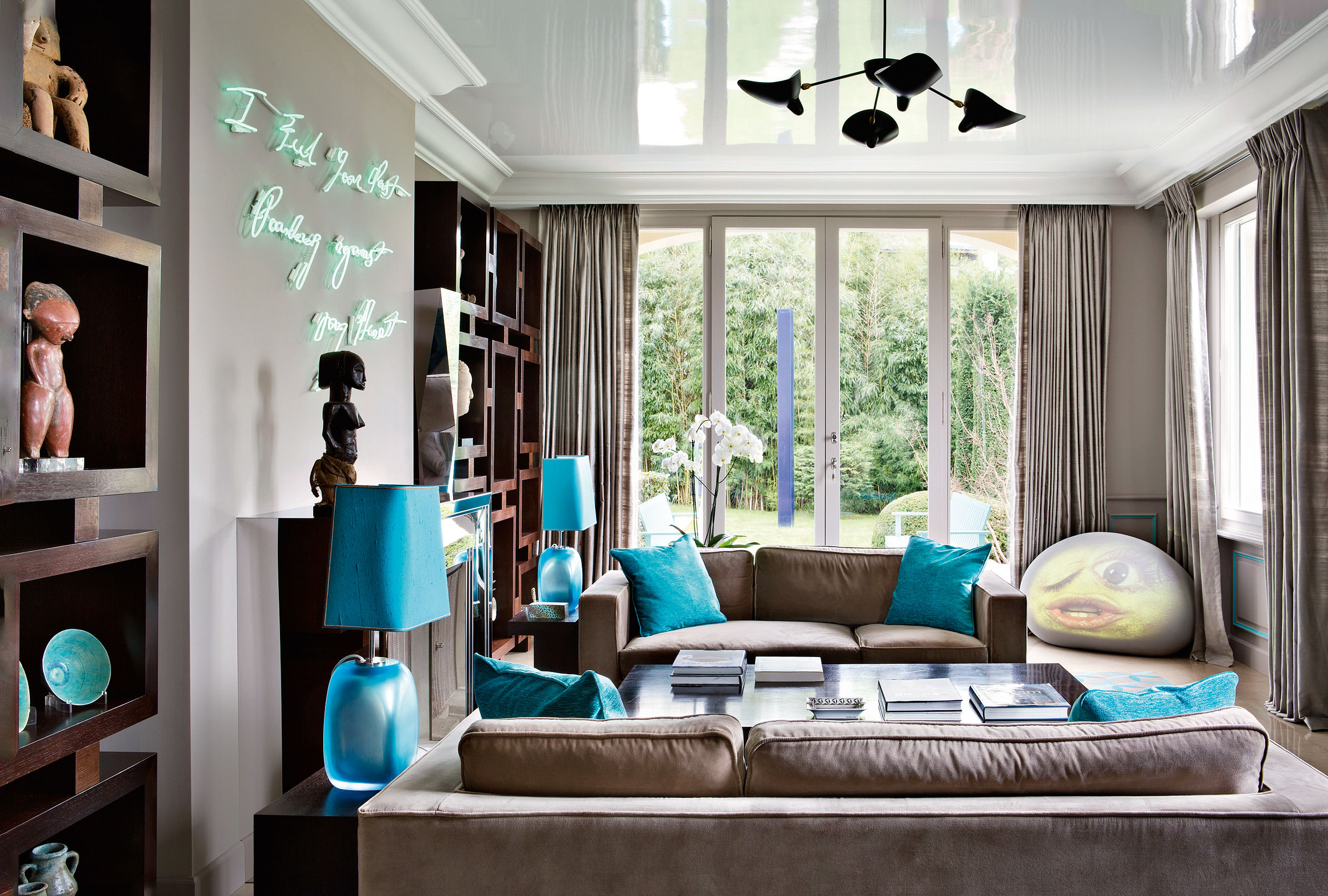 bright interior of the apartment in turquoise color