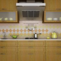 light apron made of small format tiles with a pattern in the style of the kitchen picture
