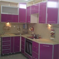 bright kitchen design in fuchsia color photo